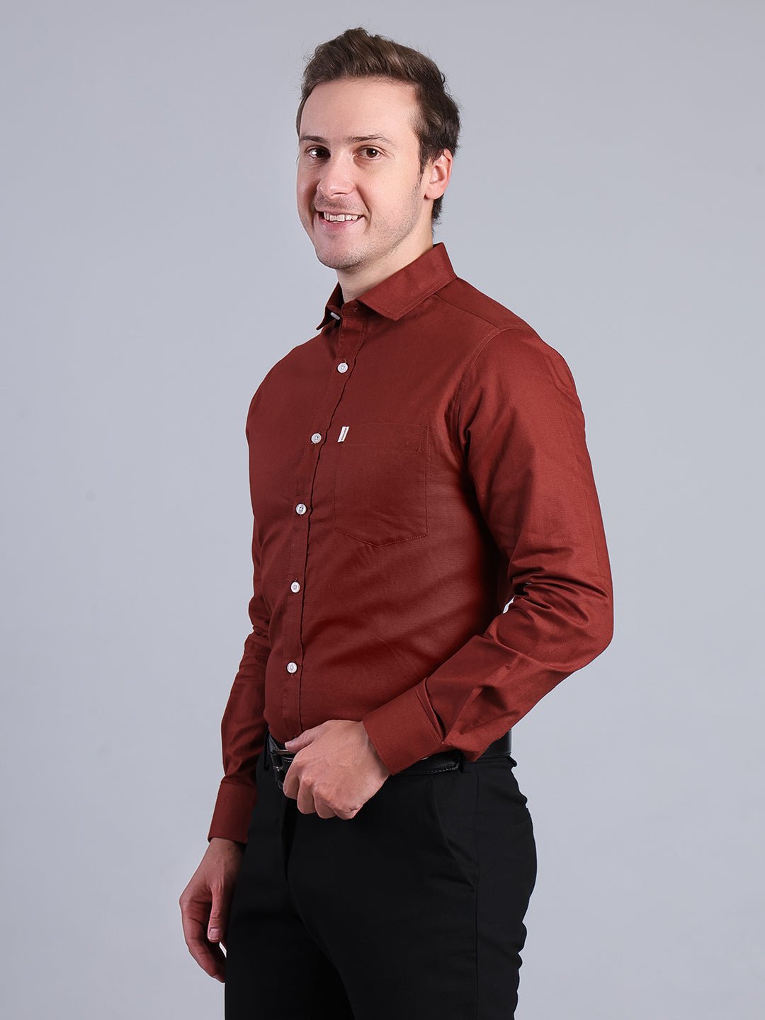 Men's Formal Shirt in Deep Burgundy Men's Shirt - Monterowindia