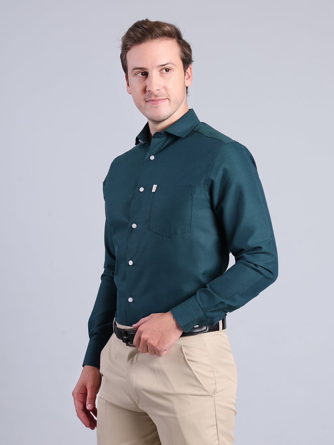 Men's Slim - Fit Green Shirt Men's Shirt - Monterowindia