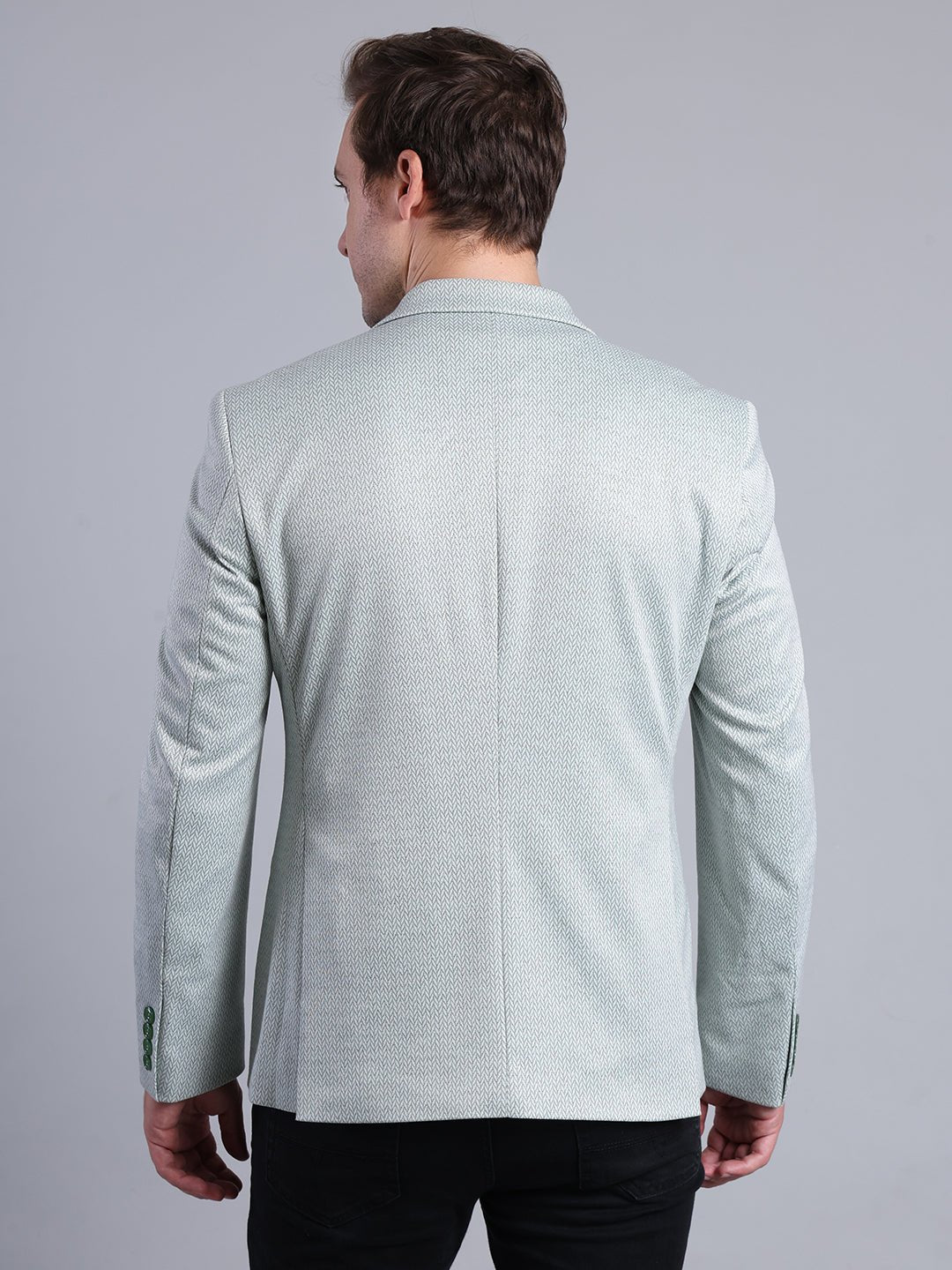 Light Grey Blazer with Green Buttons Men's Blazzer - Monterowindia